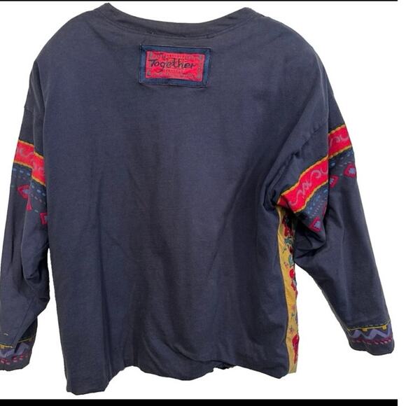 Vintage 80s Together Lightweight Jacket Cotton Slate Blue MultiColor large - Picture 2 of 6